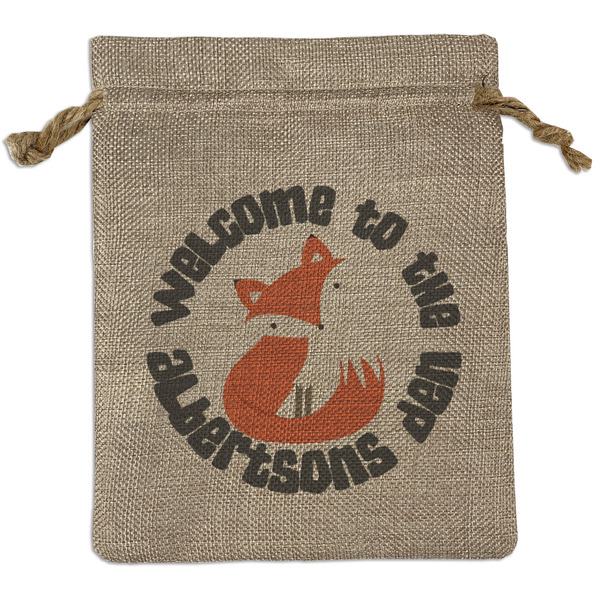 Custom Fox Trail Floral Burlap Gift Bag (Personalized)