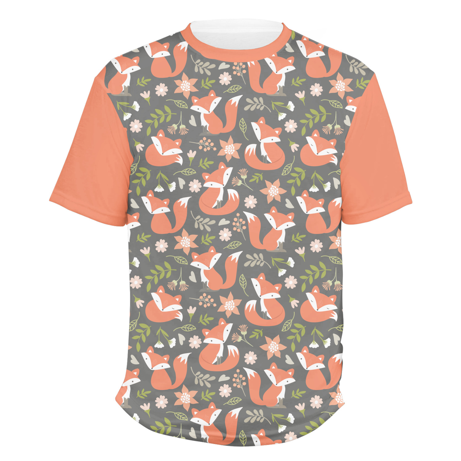 Custom Fox Trail Floral Men's Crew T-Shirt | YouCustomizeIt