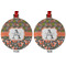 Fox Trail Floral Metal Ball Ornament - Front and Back
