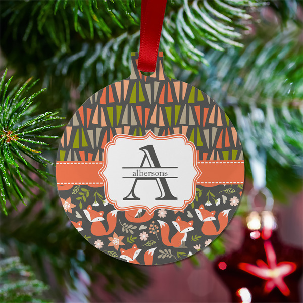 Fox Trail Floral Metal Ball Ornament - Lifestyle