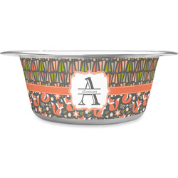 Fox Trail Floral Stainless Steel Dog Bowl - Small (Personalized)