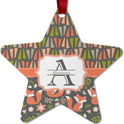 Fox Trail Floral Metal Star Ornament - Double Sided w/ Name and Initial