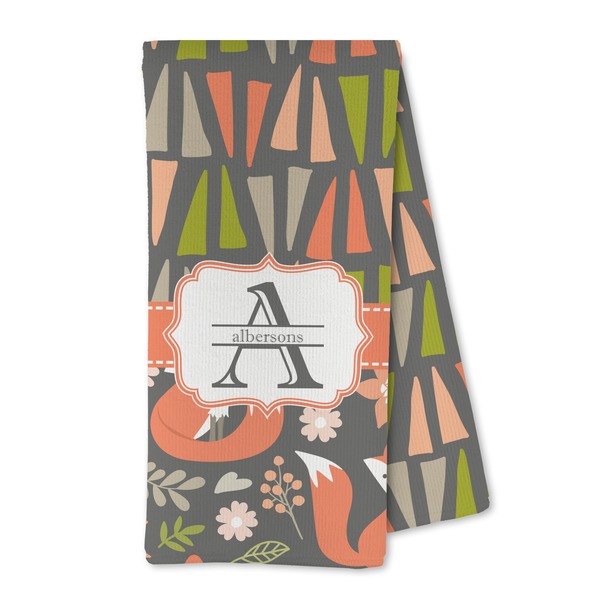 Custom Fox Trail Floral Kitchen Towel - Microfiber (Personalized)