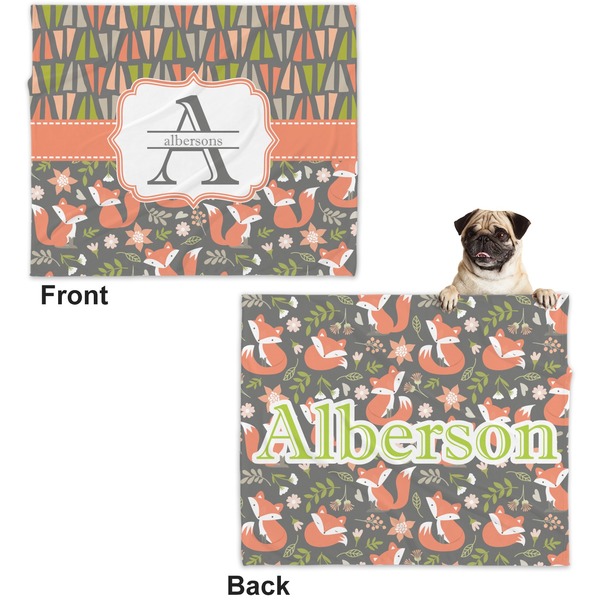 Fox Trail Floral Microfleece Dog Blanket - Large- Front & Back