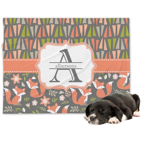 Custom Fox Trail Floral Dog Blanket (Personalized)
