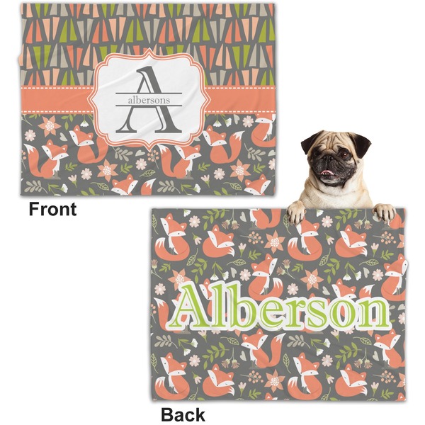 Fox Trail Floral Microfleece Dog Blanket - Regular - Front & Back