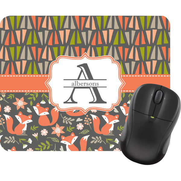 Custom Fox Trail Floral Rectangular Mouse Pad (Personalized)