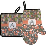 Fox Trail Floral Oven Mitt & Pot Holder Set w/ Name and Initial