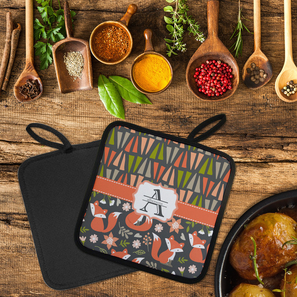 Fox Trail Floral Neoprene Pot Holder - Set of 2  LIFESTYLE (Flatlay)