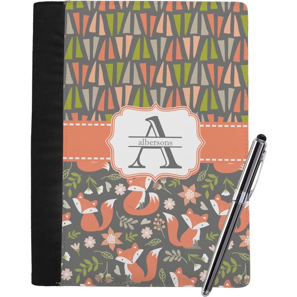 Custom Fox Trail Floral Notebook Padfolio - Large w/ Name and Initial