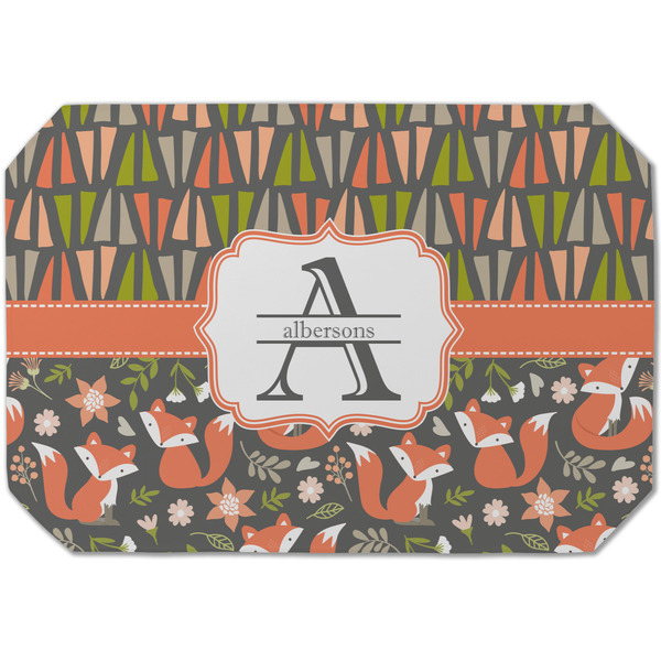Custom Fox Trail Floral Dining Table Mat - Octagon (Single-Sided) w/ Name and Initial