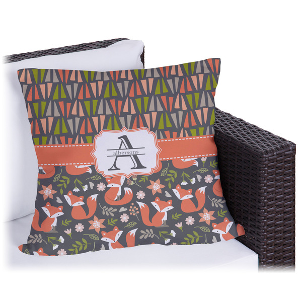 Custom Fox Trail Floral Outdoor Pillow (Personalized)
