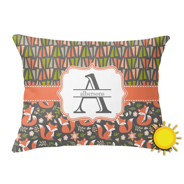 Custom Fox Trail Floral Outdoor Throw Pillow (Rectangular) (Personalized)