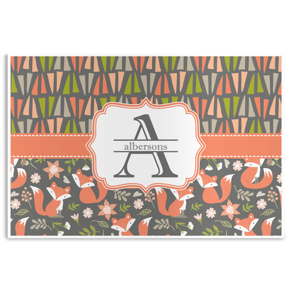 Custom Fox Trail Floral Disposable Paper Placemats (Personalized)