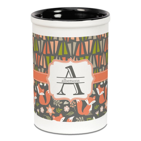 Fox Trail Floral Pencil Holder - Black
