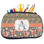 Fox Trail Floral Neoprene Pencil Case - Medium w/ Name and Initial
