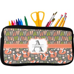 Fox Trail Floral Neoprene Pencil Case - Small w/ Name and Initial