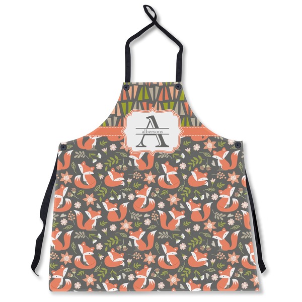 Custom Fox Trail Floral Apron Without Pockets w/ Name and Initial