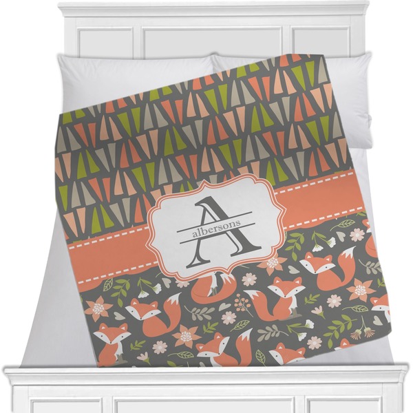 Custom Fox Trail Floral Minky Blanket - Twin / Full - 80"x60" - Double Sided (Personalized)