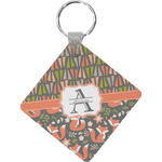 Fox Trail Floral Diamond Plastic Keychain w/ Name and Initial