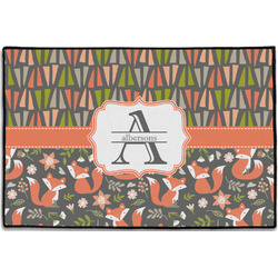 Fox Trail Floral Door Mat - 36"x24" (Personalized)