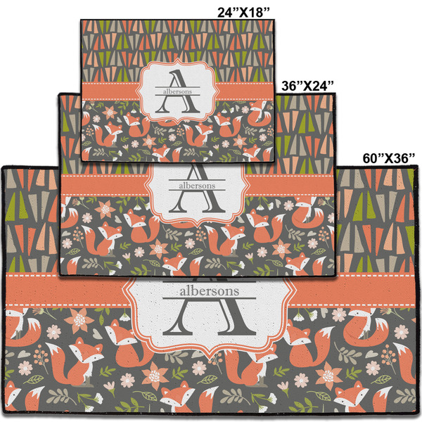 Fox Trail Floral Personalized Door Mat - Group Parent IMF