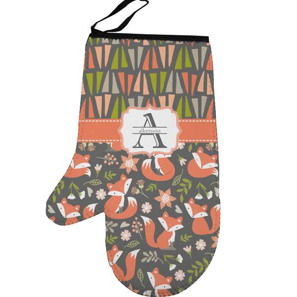 Custom Fox Trail Floral Left Oven Mitt (Personalized)