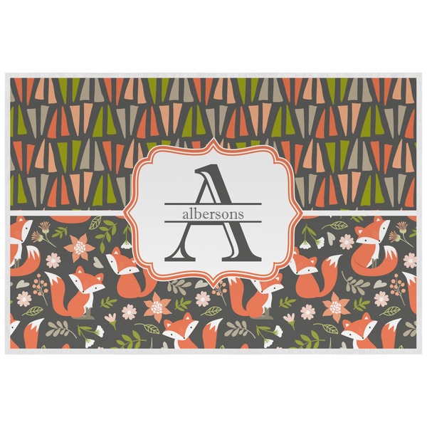 Fox Trail Floral Personalized Placemat (Back)