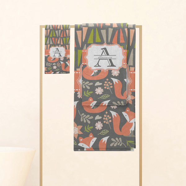 Fox Trail Floral Personalized Towel Set