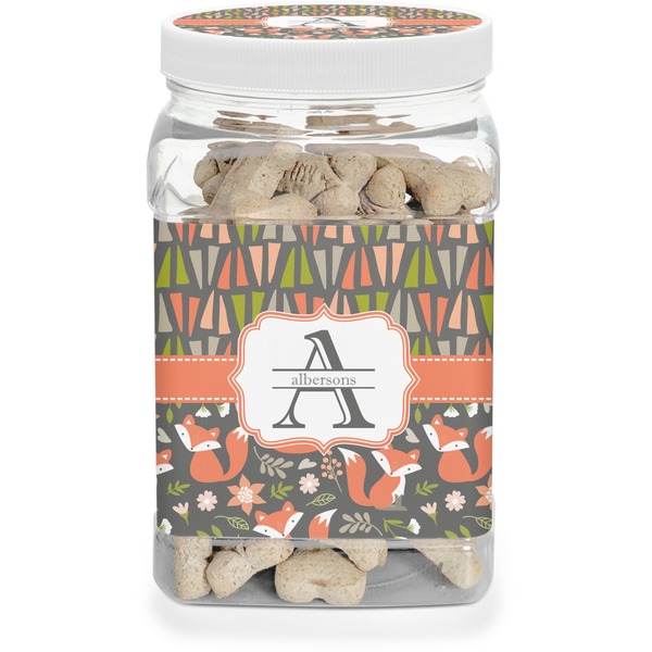 Custom Fox Trail Floral Dog Treat Jar (Personalized)