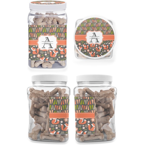 Fox Trail Floral Pet Treat Jar - Multiple Angles