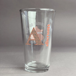 Fox Trail Floral Pint Glass - Full Color Logo (Personalized)