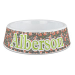 Fox Trail Floral Plastic Dog Bowl - Large (Personalized)