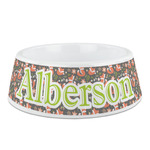 Fox Trail Floral Plastic Dog Bowl - Medium (Personalized)