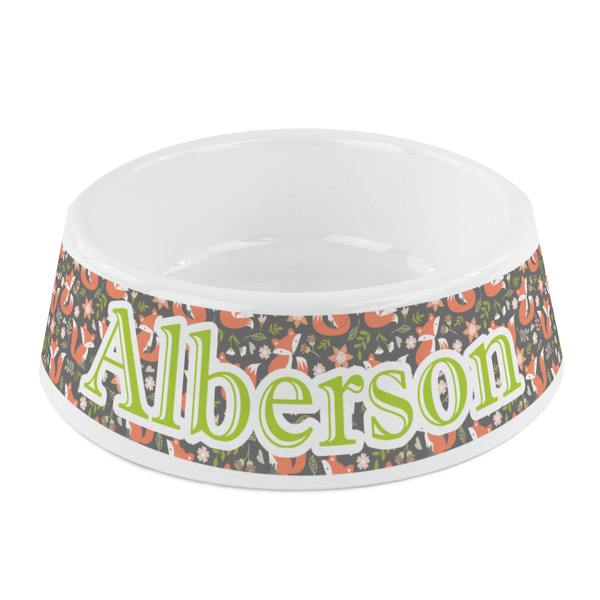 Custom Fox Trail Floral Plastic Dog Bowl - Small (Personalized)