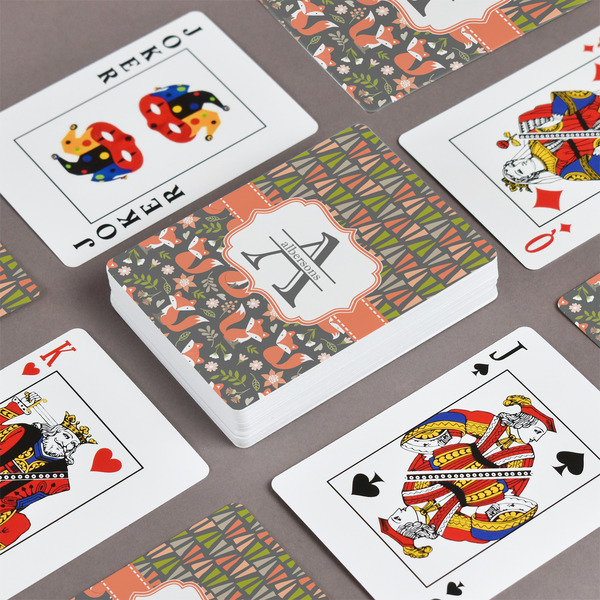 Fox Trail Floral Playing Cards - Front & Back View