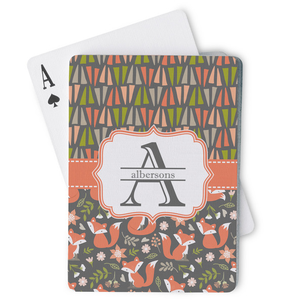 Custom Fox Trail Floral Playing Cards (Personalized)