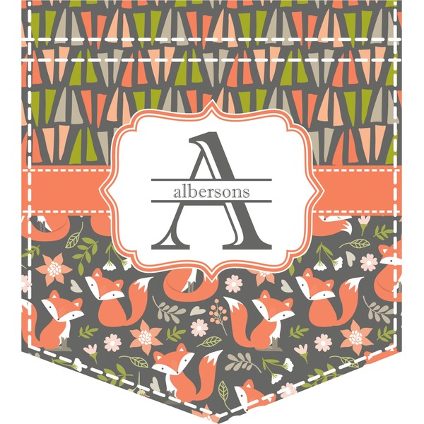 Custom Fox Trail Floral Iron On Faux Pocket (Personalized)