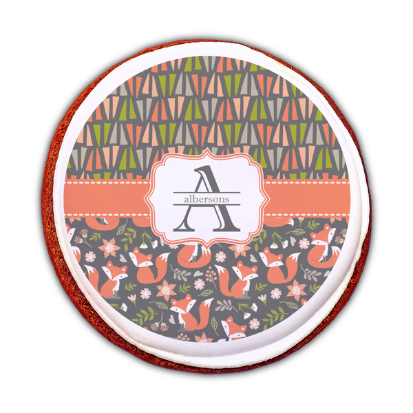 Fox Trail Floral Printed Icing Circle - Medium - On Cookie