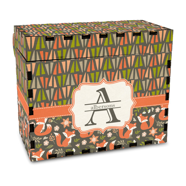 Custom Fox Trail Floral Wood Recipe Box - Full Color Print (Personalized)