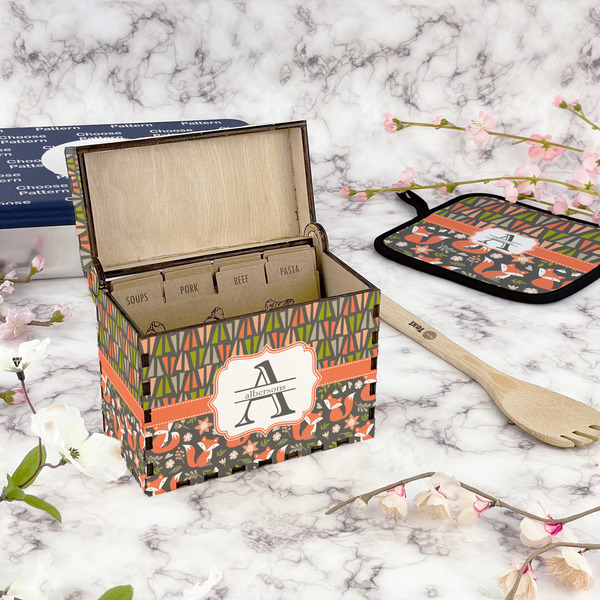 Fox Trail Floral Recipe Box - Full Color - In Context