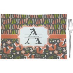 Fox Trail Floral Rectangular Glass Appetizer / Dessert Plate - Single or Set (Personalized)