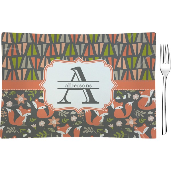 Custom Fox Trail Floral Rectangular Glass Appetizer / Dessert Plate - Single or Set (Personalized)