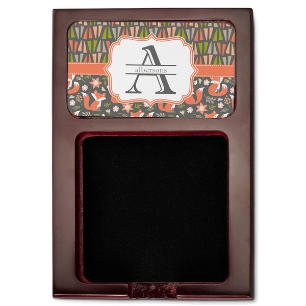 Fox Trail Floral Red Mahogany Sticky Note Holder - Flat