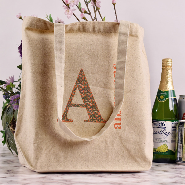 Fox Trail Floral Reusable Cotton Grocery Bag - In Context