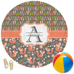 Fox Trail Floral Round Beach Towel (Personalized)