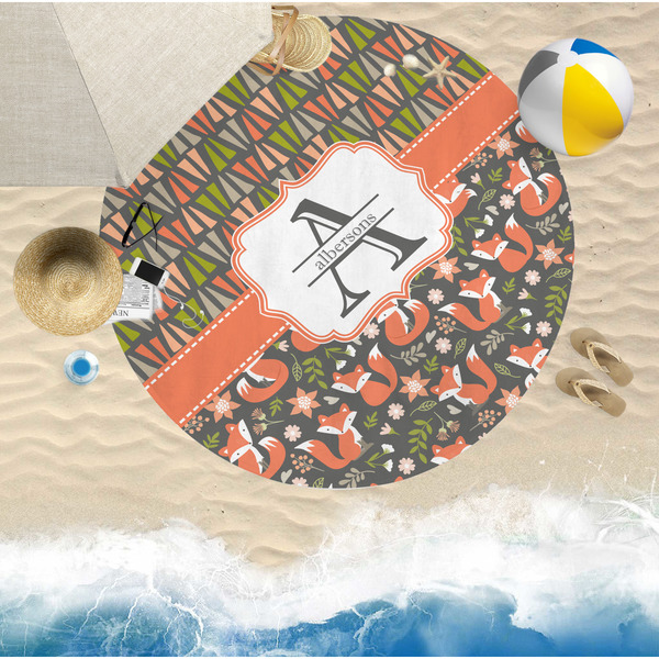 Fox Trail Floral Round Beach Towel Lifestyle