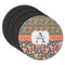 Fox Trail Floral Round Rubber Backed Coasters - Set of 4 (Personalized)