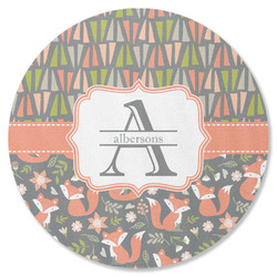 Fox Trail Floral Round Rubber Backed Coaster (Personalized)
