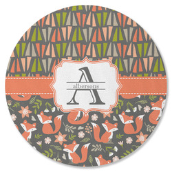 Fox Trail Floral Round Rubber Backed Coaster (Personalized)